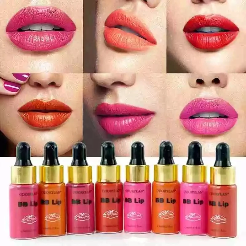 Hot!!! Sale Pink Orange Red 4 Colors Semi Permanent Makeup BB Foundation Lip Microneedle Ampoule Treatment Serum BB Lips