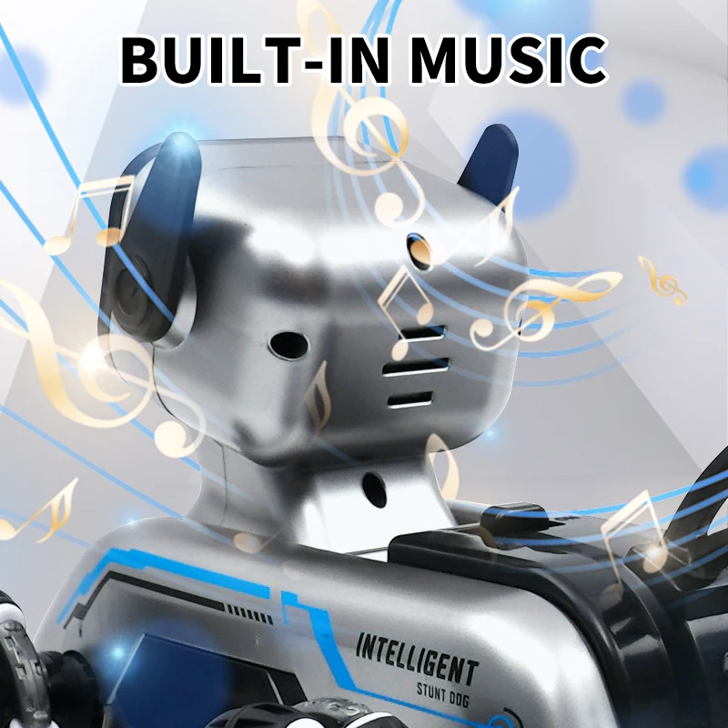 Christmas gift Eight wheel RC Stunt dog Robot Dog toy Remote control LED Emoticon Built-in Music Electronic Pet Dog for boy