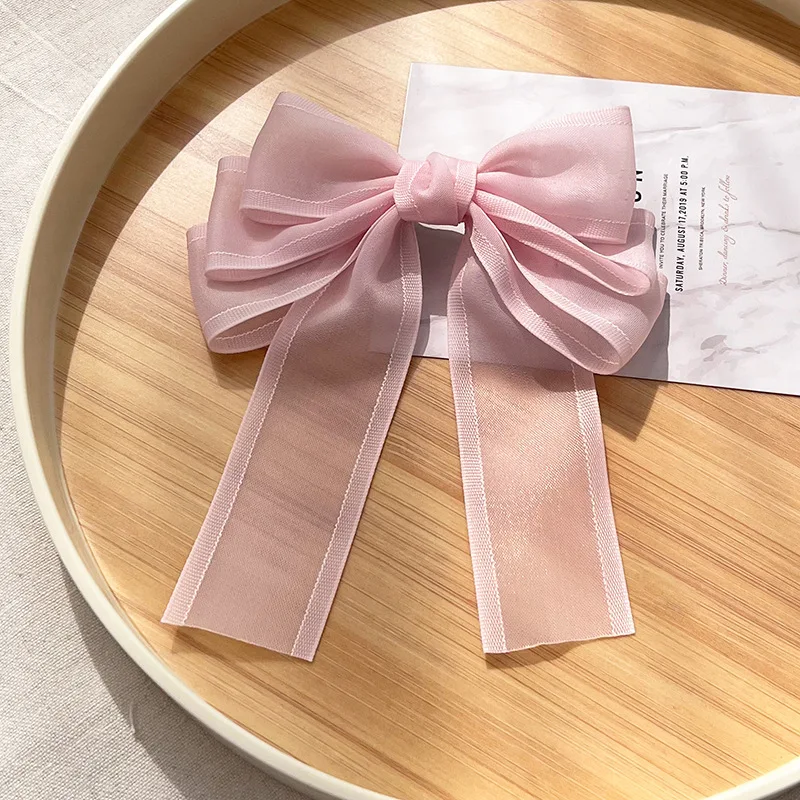 LRTOU Wholesale Summer Women Fashion Hair Clip Accessories Hairpins Purple Butterfly Textured Mesh Fabric Yarn Spring Hair Clips