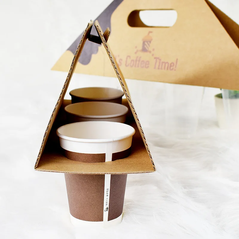 China 1/2/4 Cup to Go Custom Disposable Take Away Drink Carrier Paper Coffee Cup Holder With Handle