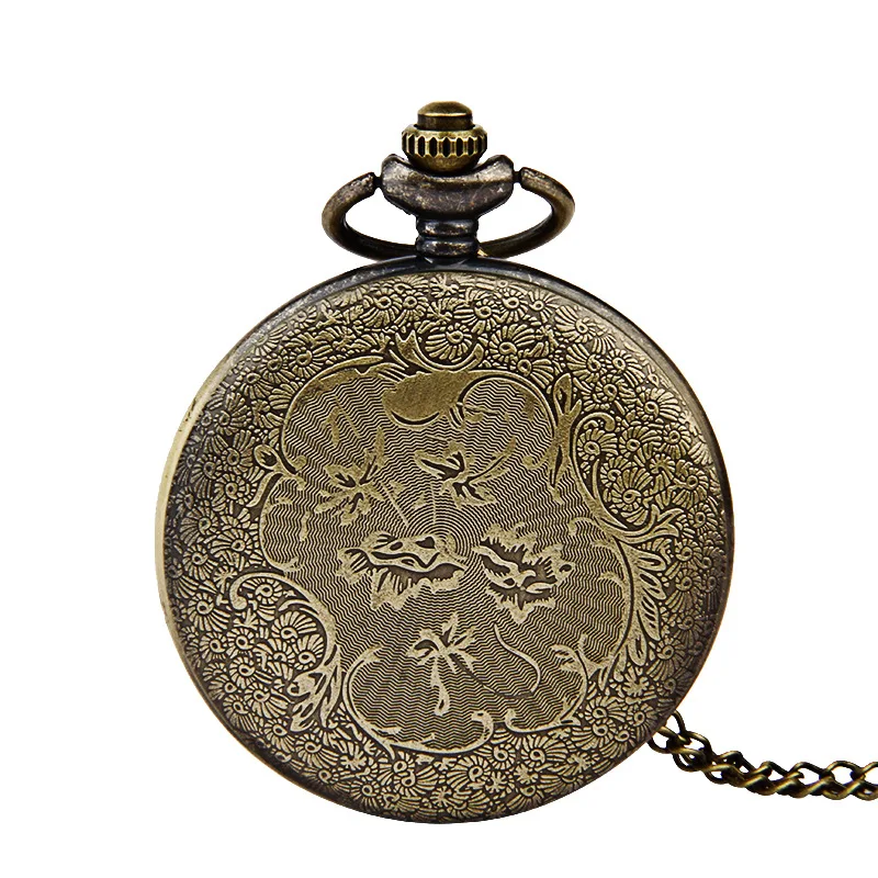 Retro Pocket Watch Bronze Quartz Pocket Watch With Long Chain Best Gift to Men Women Pendant Watches Christmas Gift