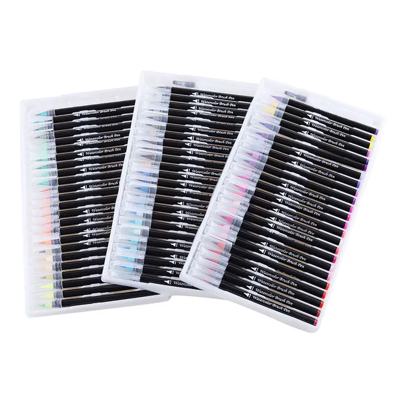 72 цвета, черный стержень, двойной наконечник, кисть, цветная художественная маркерная ручка