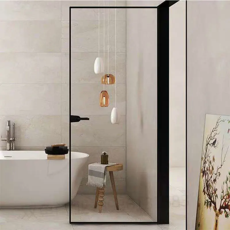 Modern Design Bathroom Glass Door Shower Room Aluminum Door for Wc Toilet Room Interior Bathroom Hinged Doors