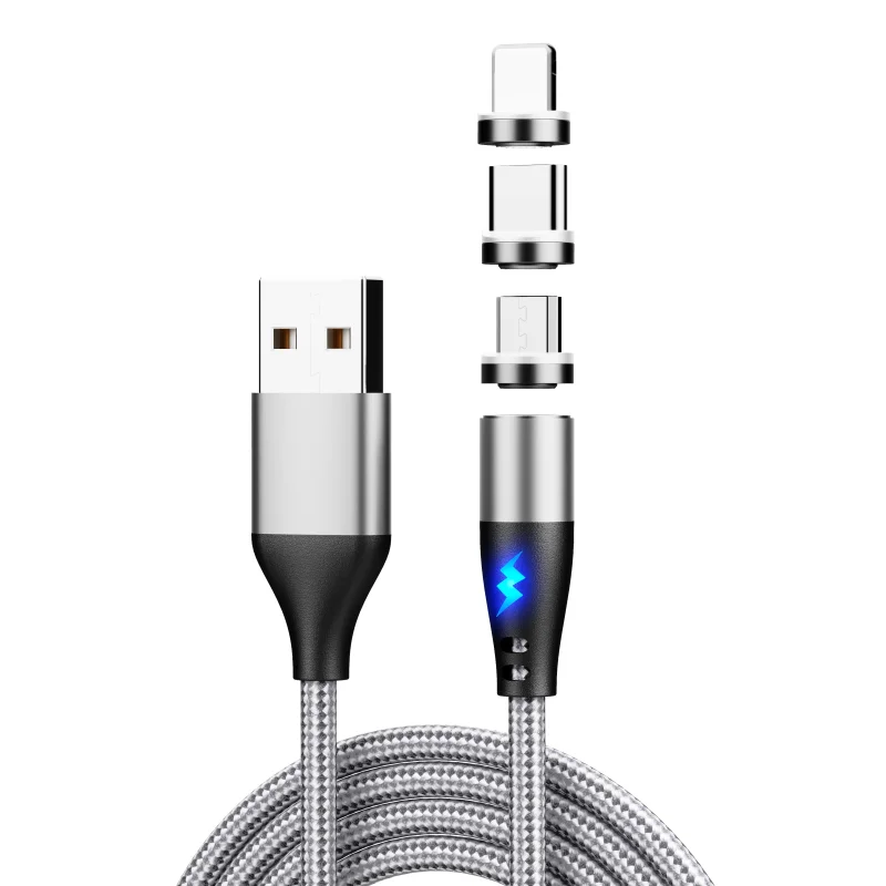 Для iPhone кабель быстрой зарядки Магнит USB кабель для Samsung 3A Быстрая зарядка 3 в 1 Магнитный зарядный кабель для передачи данных