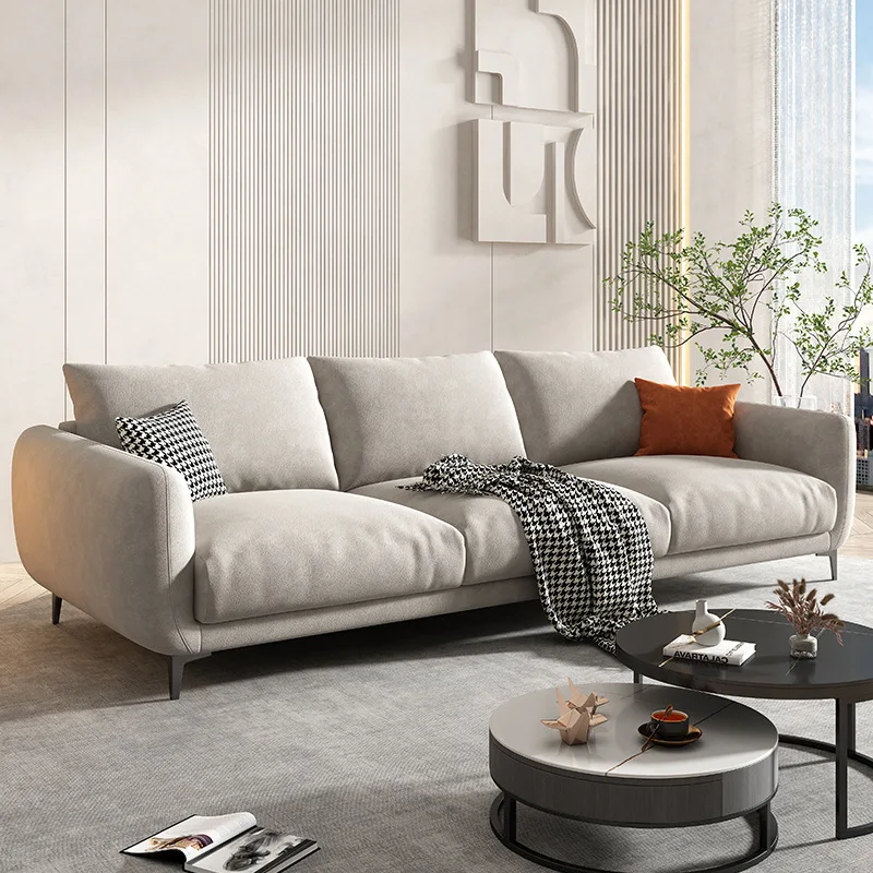Minimalist light luxury wabi-sabi style fabric sofa homestay simple modern pine decoration living room