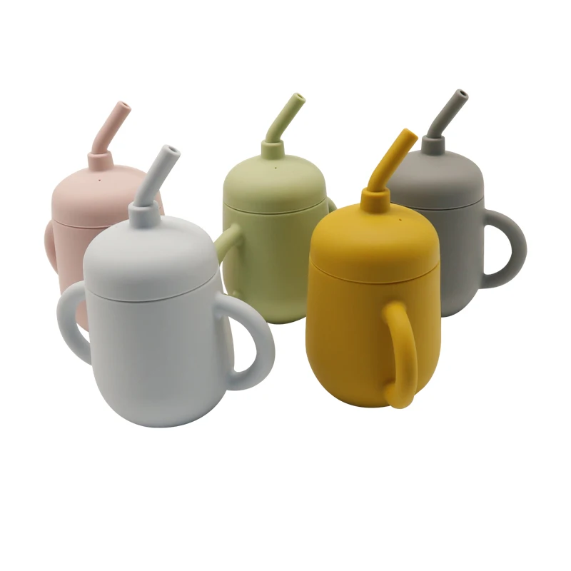 Food Grade Silicone Baby Sippy Cups with Handles Holder Kids Toddler Children Drinking Water Training Sippy Cup Wholesale