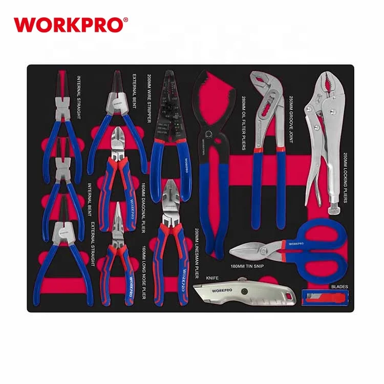 WORKPRO 195PC EVA Tray Mechanic Maintenance Trolley  Chest Workshop Tools Rolling Cart Cabinet Tool Set