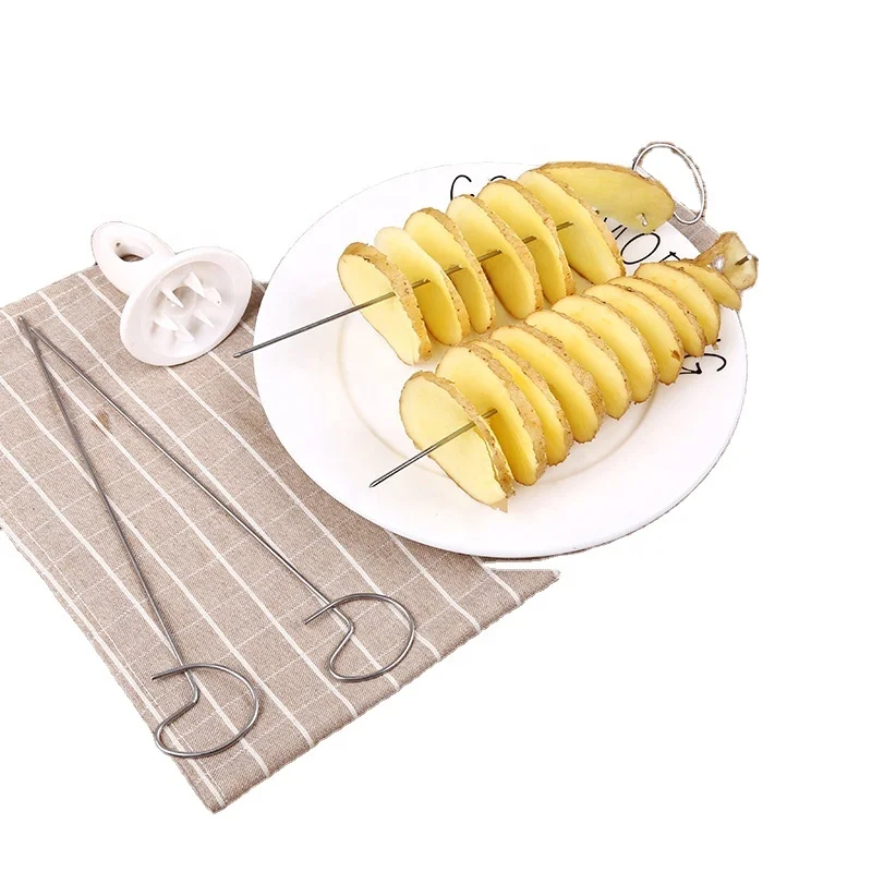 3 String Rotate Potato Slicer Stainless Steel Plastic Twisted Potato Slice Cutter Spiral Creative Kitchen Gadgets Vegetable Tool