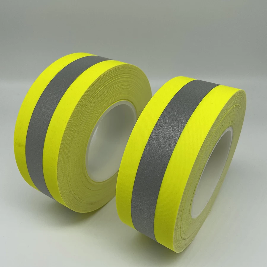 Yellow and Orange Red Flame Fire Retardant Warning Safety Strip Reflective Cotton Fabric Tape