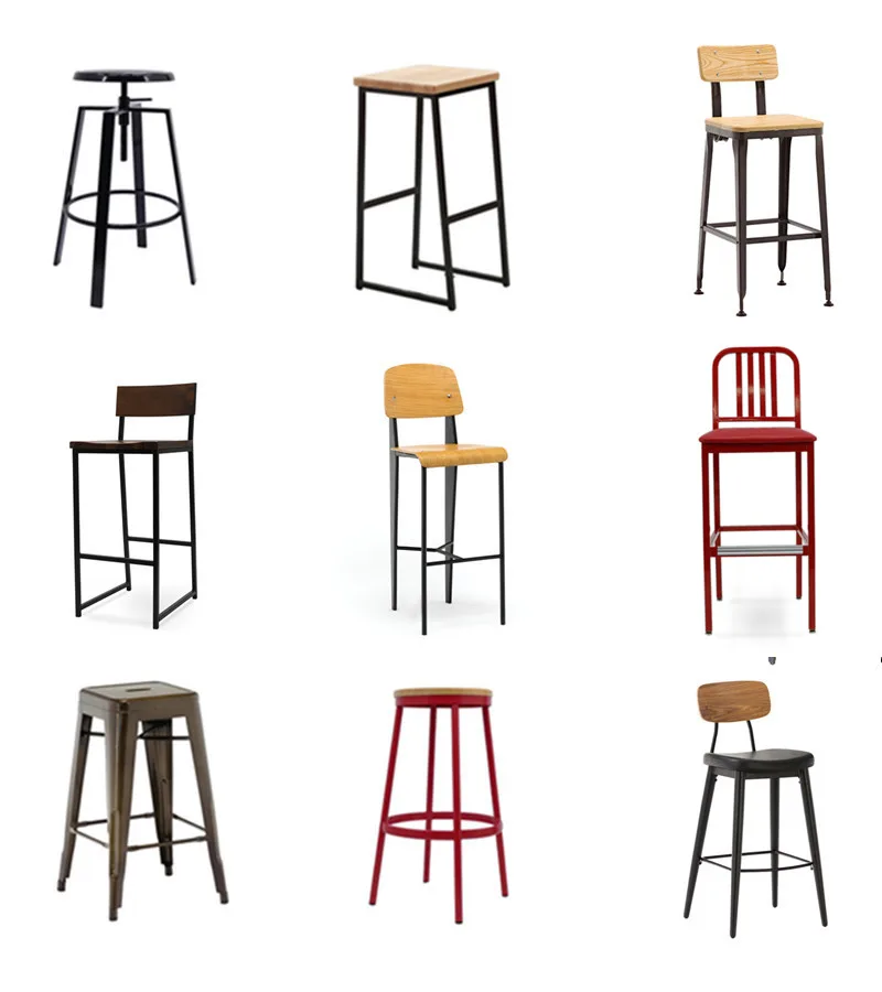 Industrial Bar Furniture Counter Height And Bar Height Stool Chair Wood Metal Bar Stool