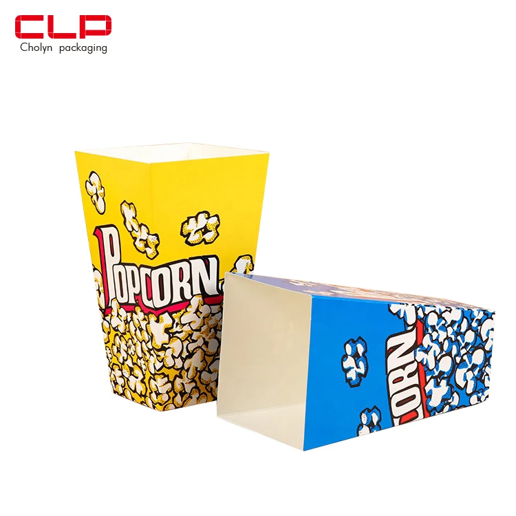 CLP Cholyn Wholesale customized logo food grade popcorn box paper folding popcorn packaging boxes