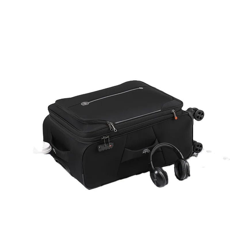 Goby London Soft Fabric Luggage Durable Oxford Travel Luggage Lightweight Aluminum Trolley Suitcase