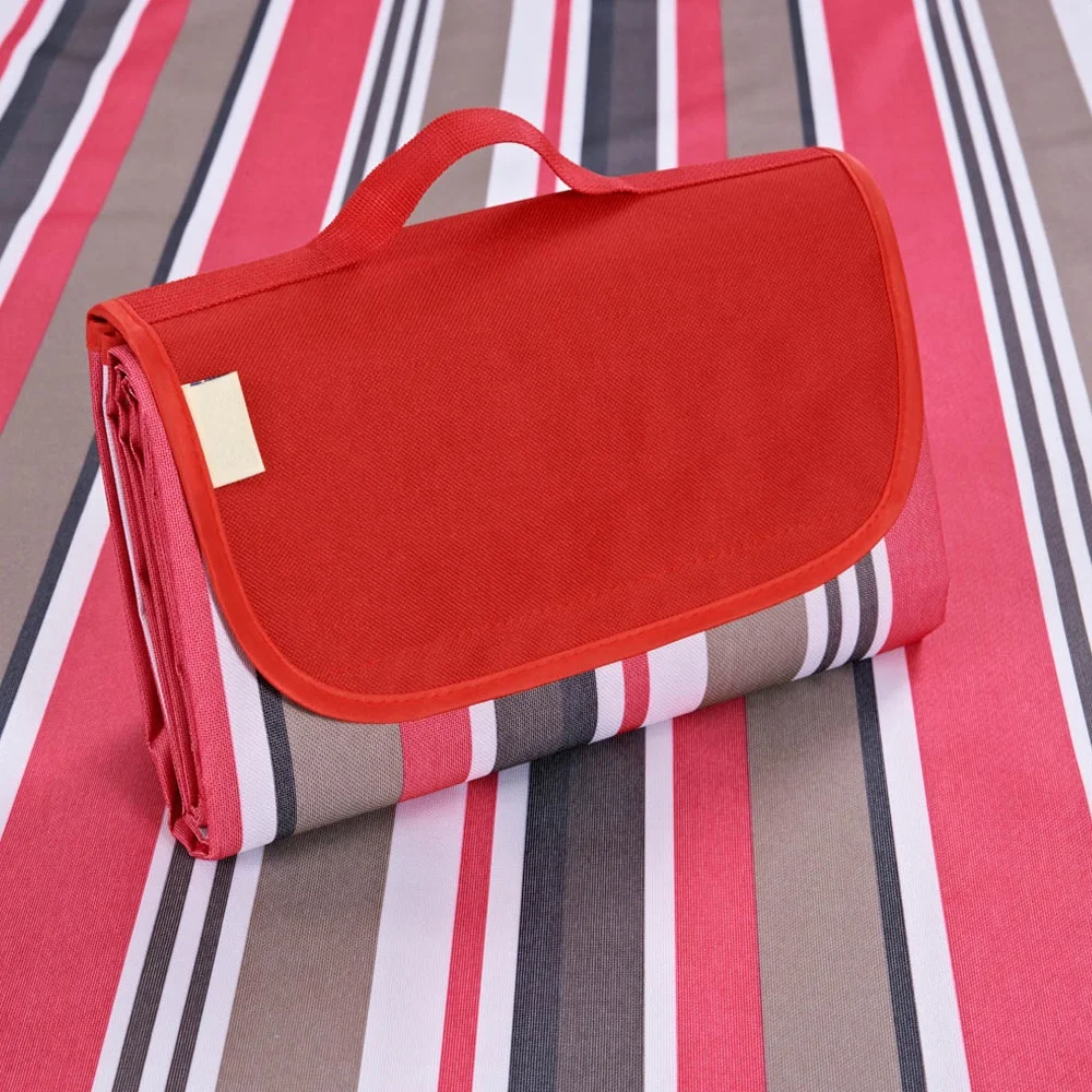 Outdoor Camping Red strips Pattern Picnic blanket waterproof camping mat