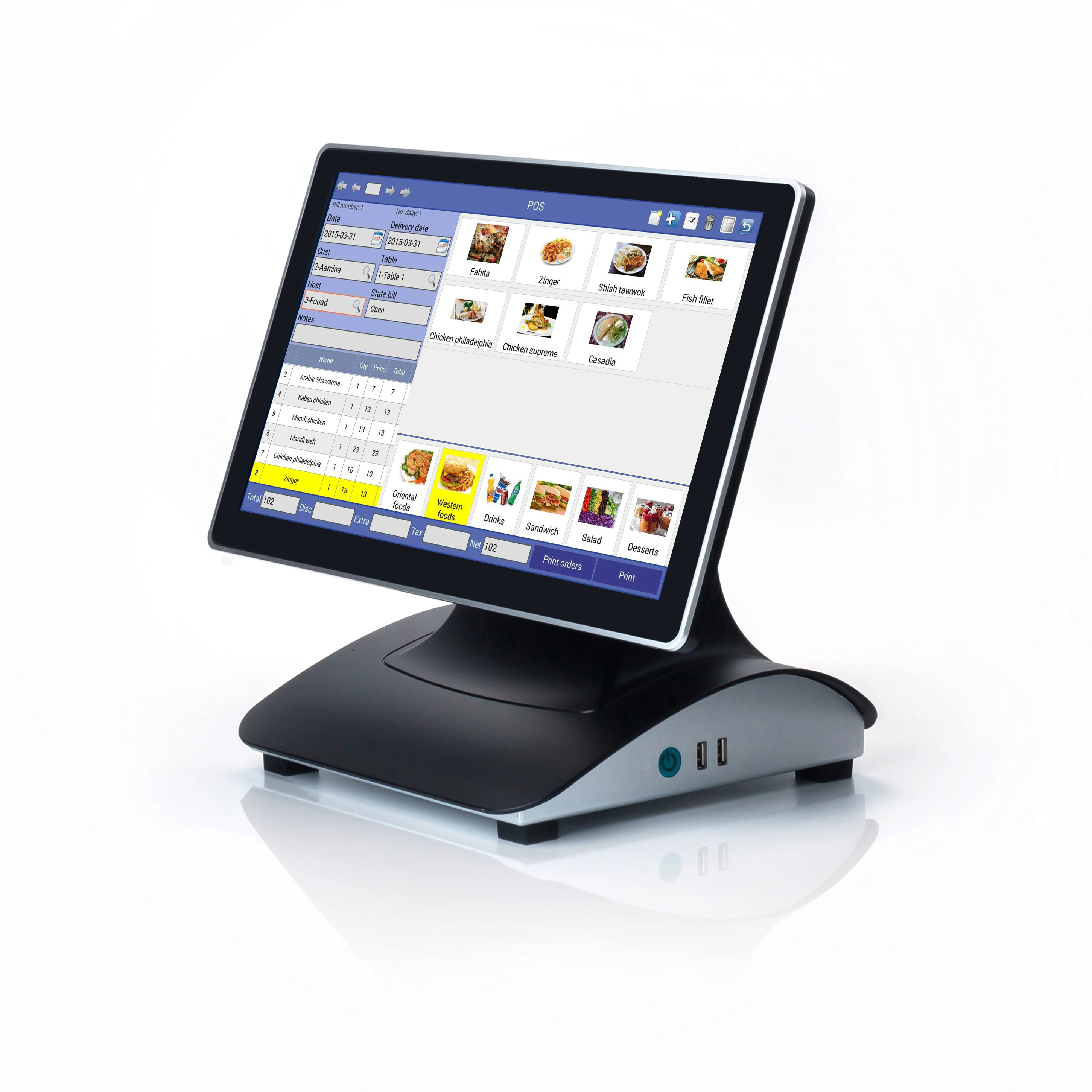 Hot 15 Windows Cash Register Supermarket Touch Screen Cash Register POS System Black and white optional
