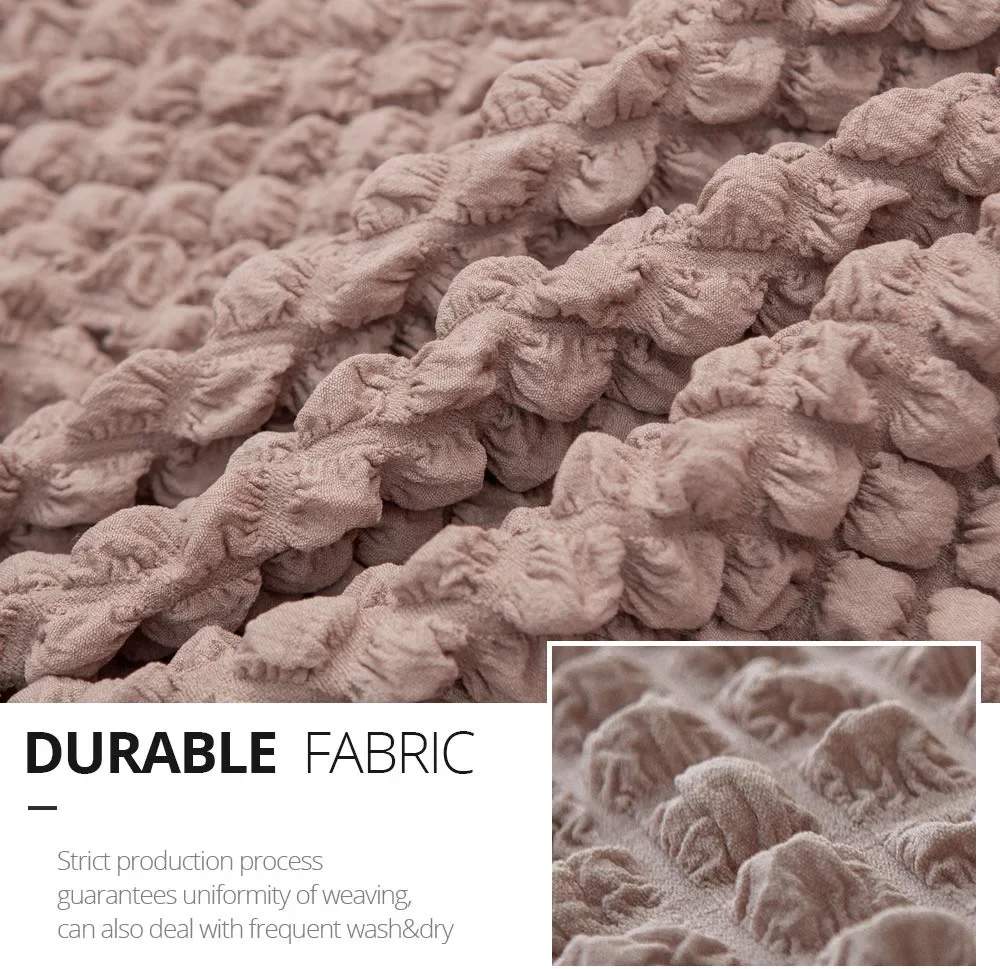 Wholesale Elastic Spandex Jacquard Solid Seersucker Sofa Cover Slipcover with Skirt