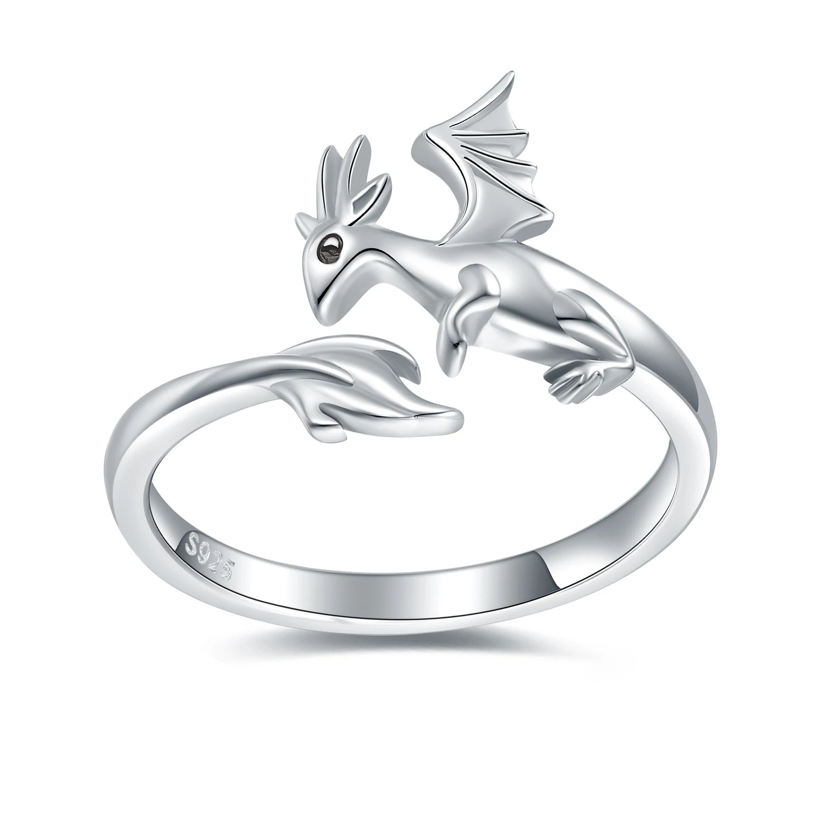 925 Sterling Silver Dragon Rings Cute Open Adjustable Dinosaur Ring Jewelry Wrap Thumb Dragon Ring for Women