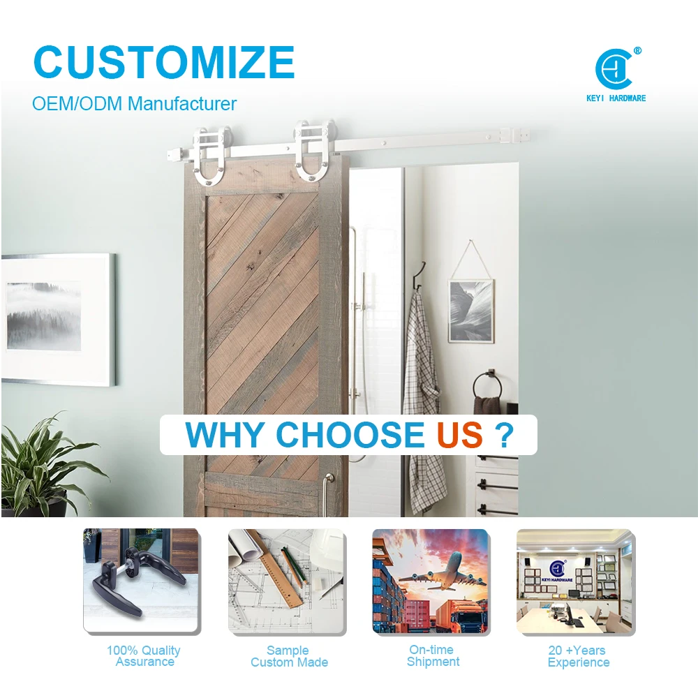 Modern Style Single Wood Barn Door Kit with Soft Close Roller Track Sliding System Rail Hanging Hardware for Barn Door Slide