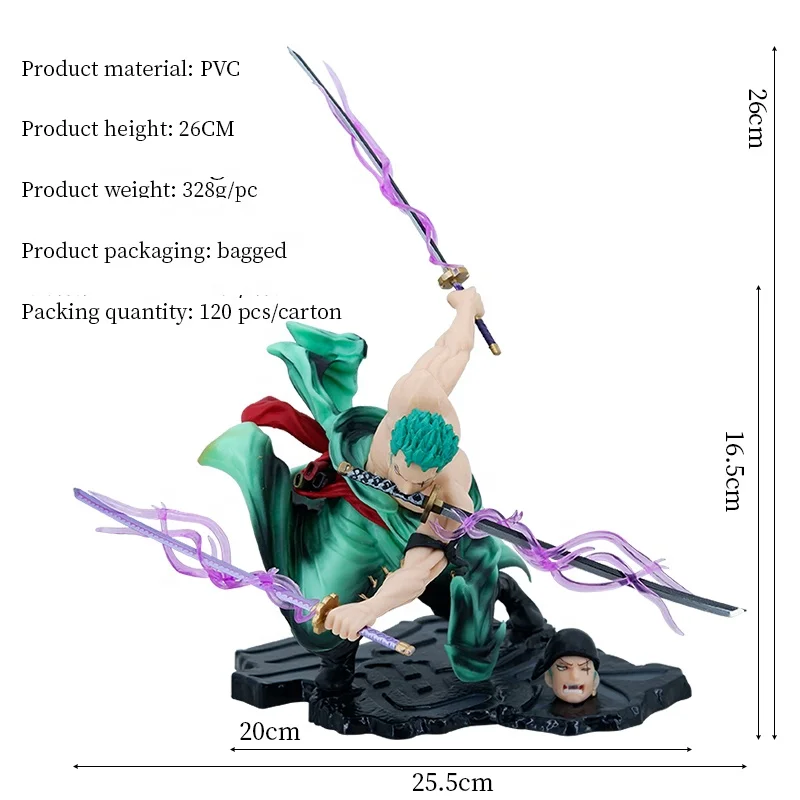 Лидер продаж оптовая продажа аниме фигурка roronoa zoro с тремя ножами solon