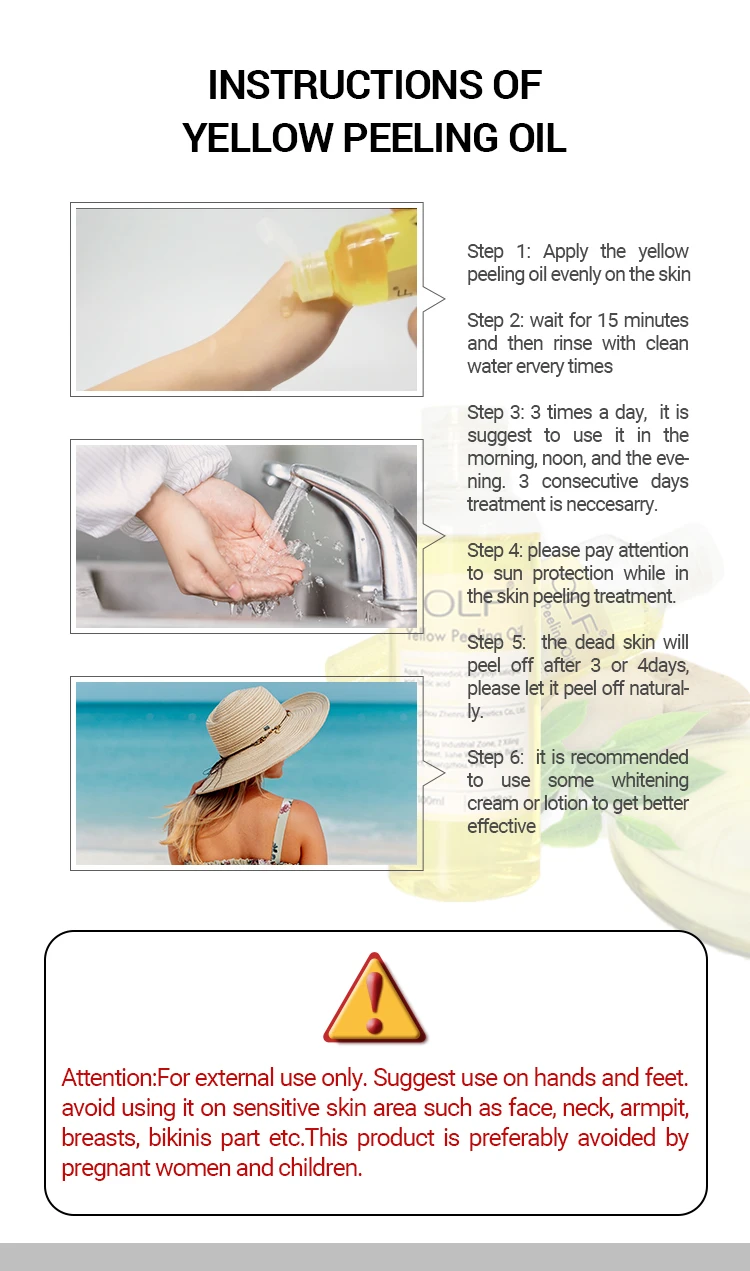 Private label skin care peeling oil foot peel yellow peeling oil whitening