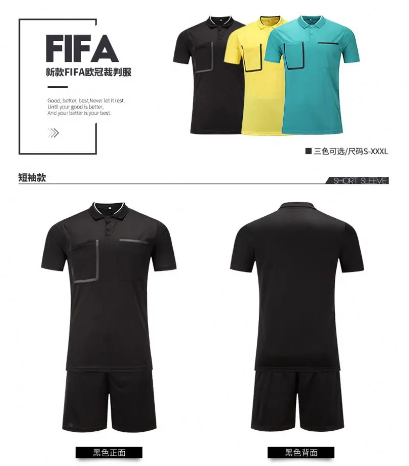 MONETCAT New football referee uniform professional football referee shirt football referee uniform black yellow green