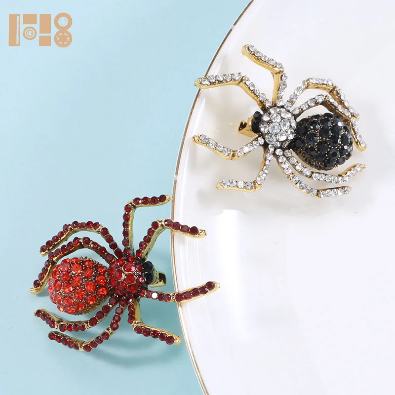 Halloween retro spider diamond-encrusted brooch hot metal brooch for creative fashion alloy clothing