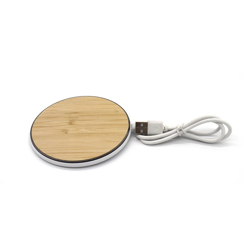New Design 5W round Shape ABS and Bamboo Qi Wireless Phone Charger Innovative Chargers & Adapters Category