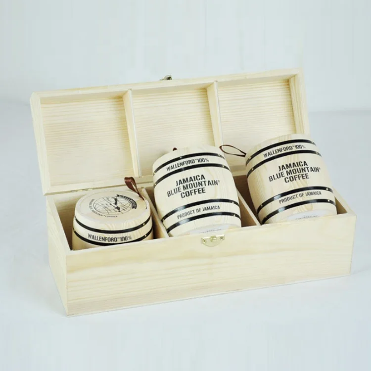 wholesale wooden coffee bean barrel container