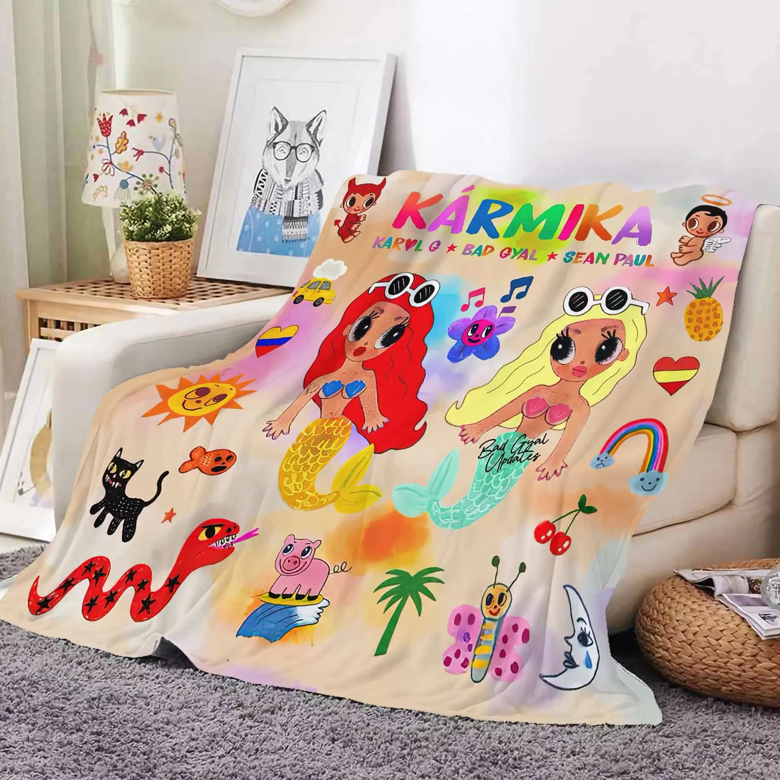 2023 hot sell American latest fashion trend travel blanket new custom design of rbd karol g poncho wholesales