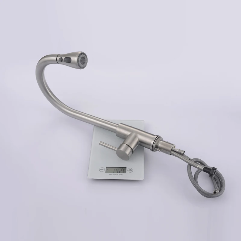 Factory wholesale direct sales high quality and inexpensive 304 stainless steel  pull down kitchen mixer faucet