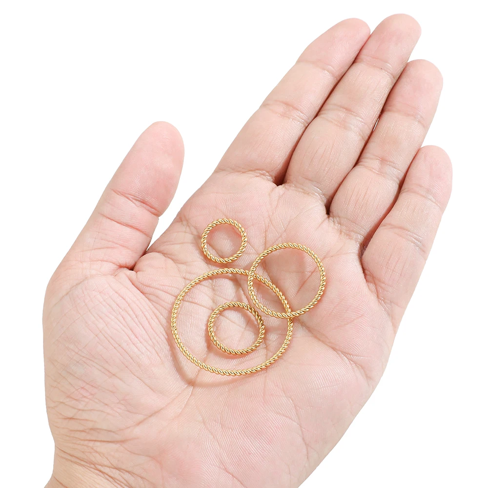20pcs Stainless SteelSpiral Round Twisted Big Circles Ear Wire Hoops Pendant Connectors for DIY Jewelry Earrings Making Findings