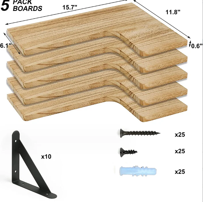 Corner Floating Shelves Wood Display Storage Wall Shelves
