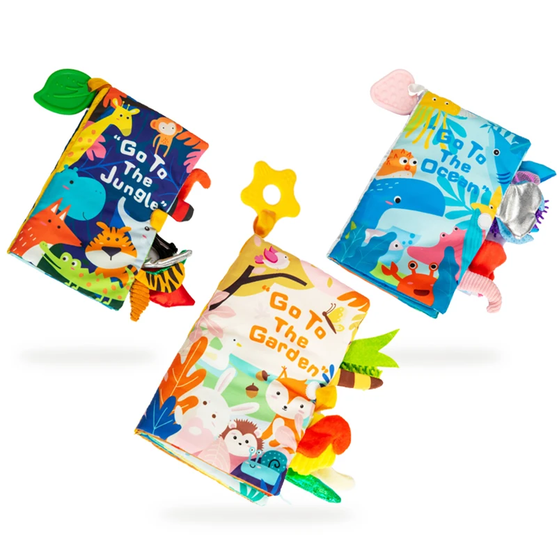Labebe In Stock 3pcs Sensory Cloth Book Set Kids Learning Toy Custom Cloth Educational Book Tail Cloth Book Set