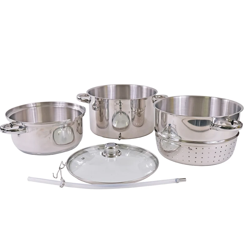 304/201 Juicer Cooking Steaming Pot Capsule Stainless Steel Fruit Juice Steamer Vegetable Home Cooking Multipot with Glass Lid