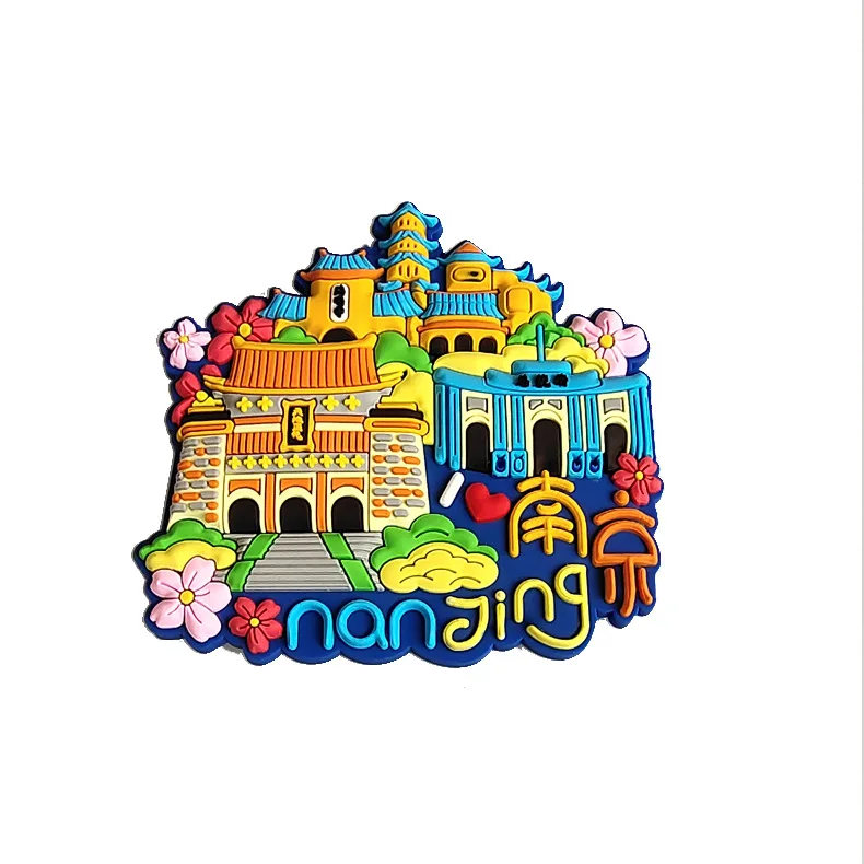 Customized advertising blank rubber fridge magnets display beautiful city cartoon 3d promotional fridge magnets with custom logo