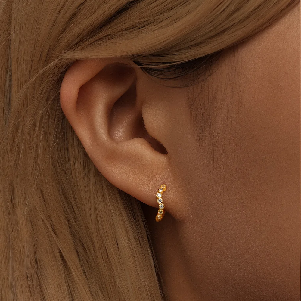 sliver 10k 14k 18k yellow solid gold round emerald cut lab grown diamonds hoop earrings