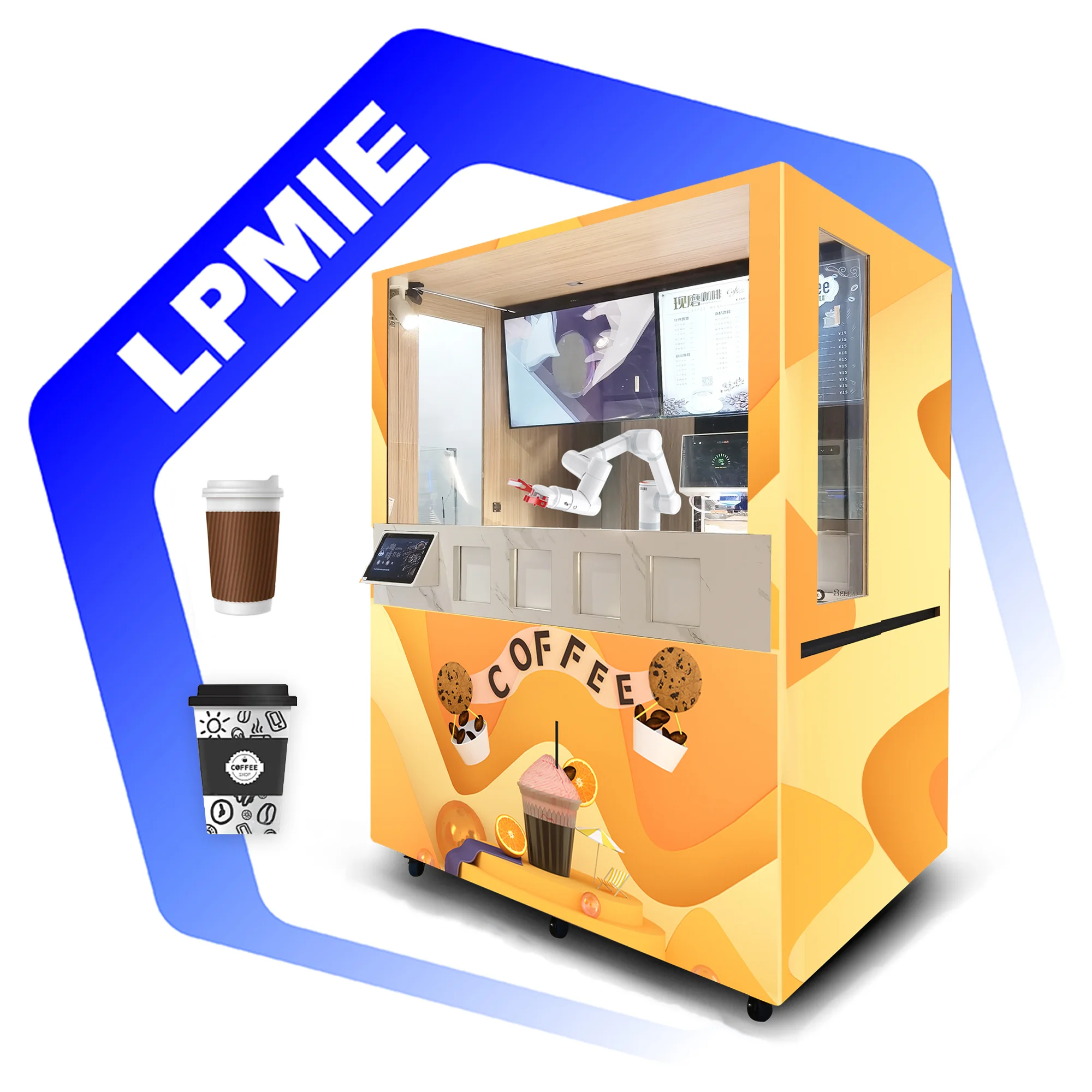 LPMIE High - Tech Cabinet Style Coffee Maker with Mechanical Arm Americano Mocha For Cafes hotels Airports
