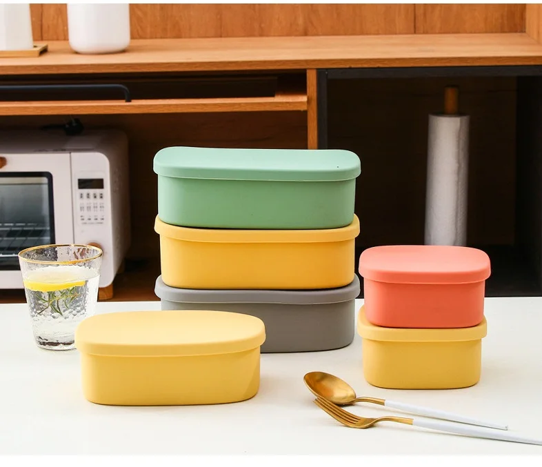 Eco-friendly  Food Storage Box Square High Temperature Resistance Preservation Silicone Bento Lunch Box