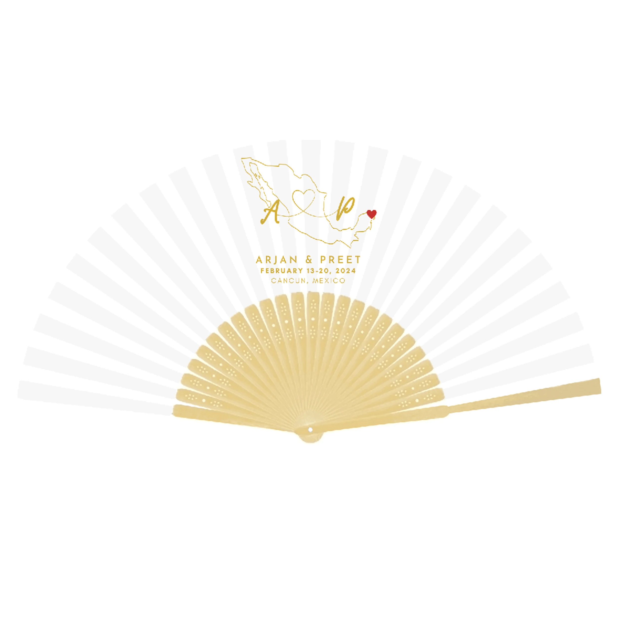 Promotional bamboo paper fabric custom printed folding hand fan