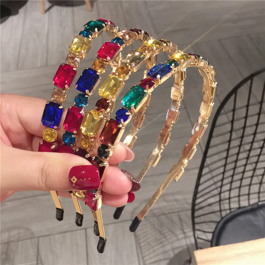 GEERDENG Fashion Women Crystal Jeweled Luxury Headband Girls Colored Rhinestone Beaded Alloy Headbands For Australia