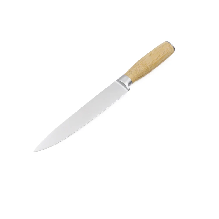 Premium Bamboo Handle Carving Knife 8 inch Ultra Sharp Slicing Knife Stainless Steel Handmade Kitchen Knife