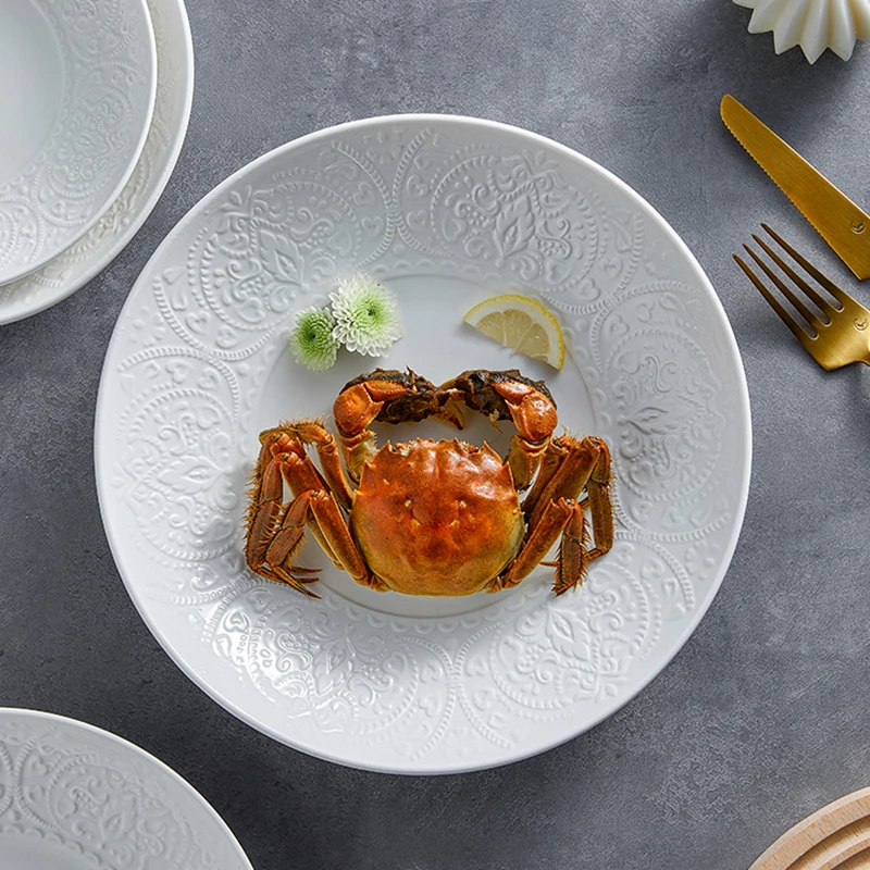 Royal Ware Horeca Wholesale Hotel Wedding White Porcelain Ceramic Round Shallow Dinner And Dessert Plates