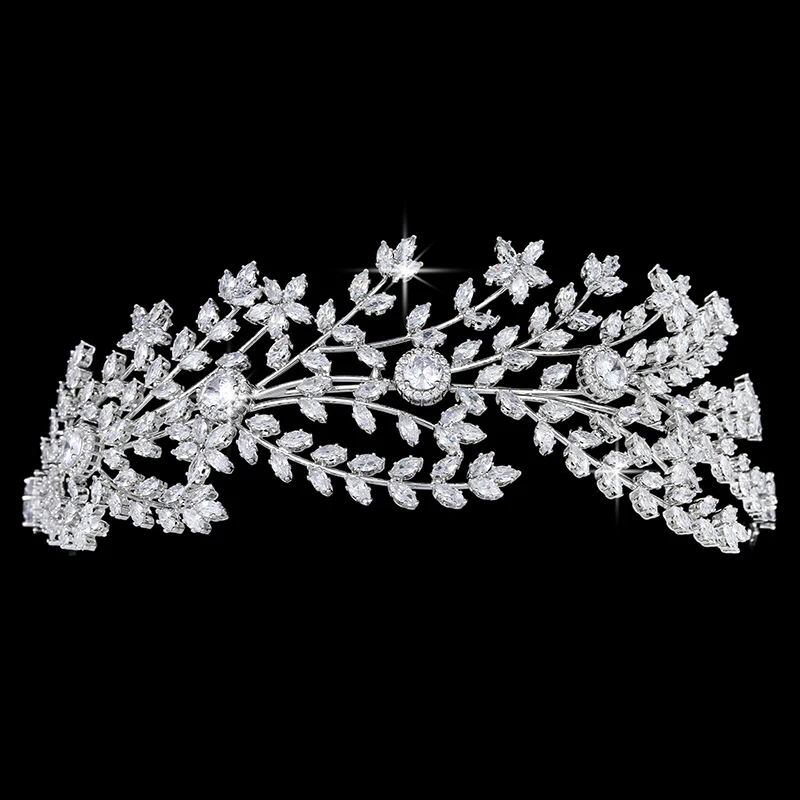 Crown Headband Charm Romantic Leaf Shapes Design Zirconia Hair Comb Accessories for Women Wedding Party BC5367 Corona Princesa