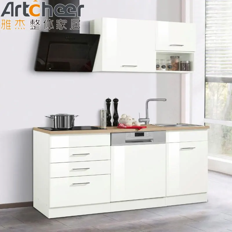 Modern small kitchen cabinets with single bowl sink for small room apartment design