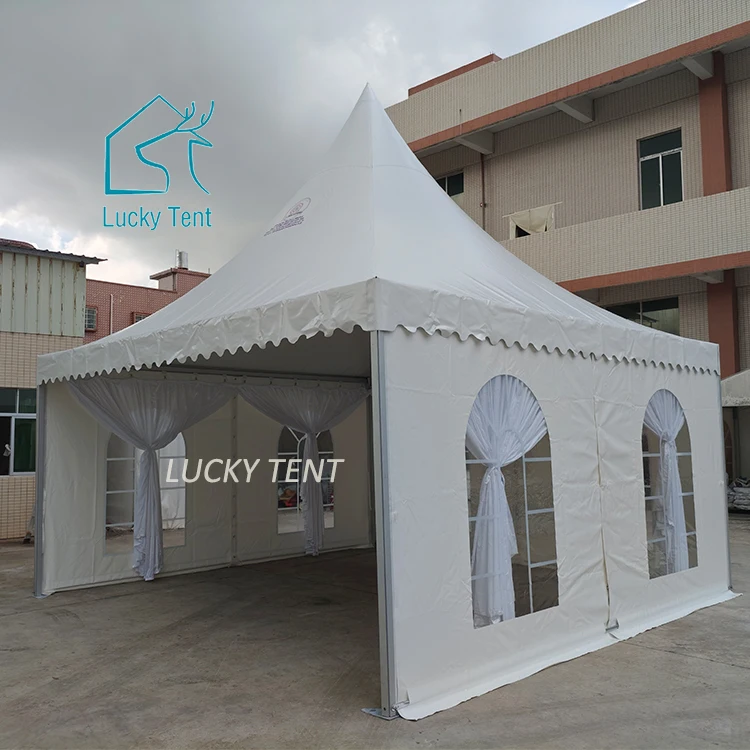 Guangzhou Factory Sale 5*5m Gazebo Party Tent Pagoda Tent For Events Wedding with White Blackout Curtain