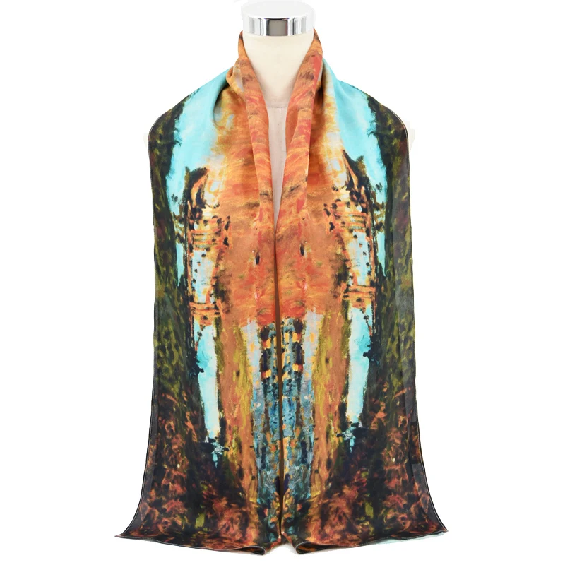 Oil Paintings Art Silk Scarf Custom Digital Print
