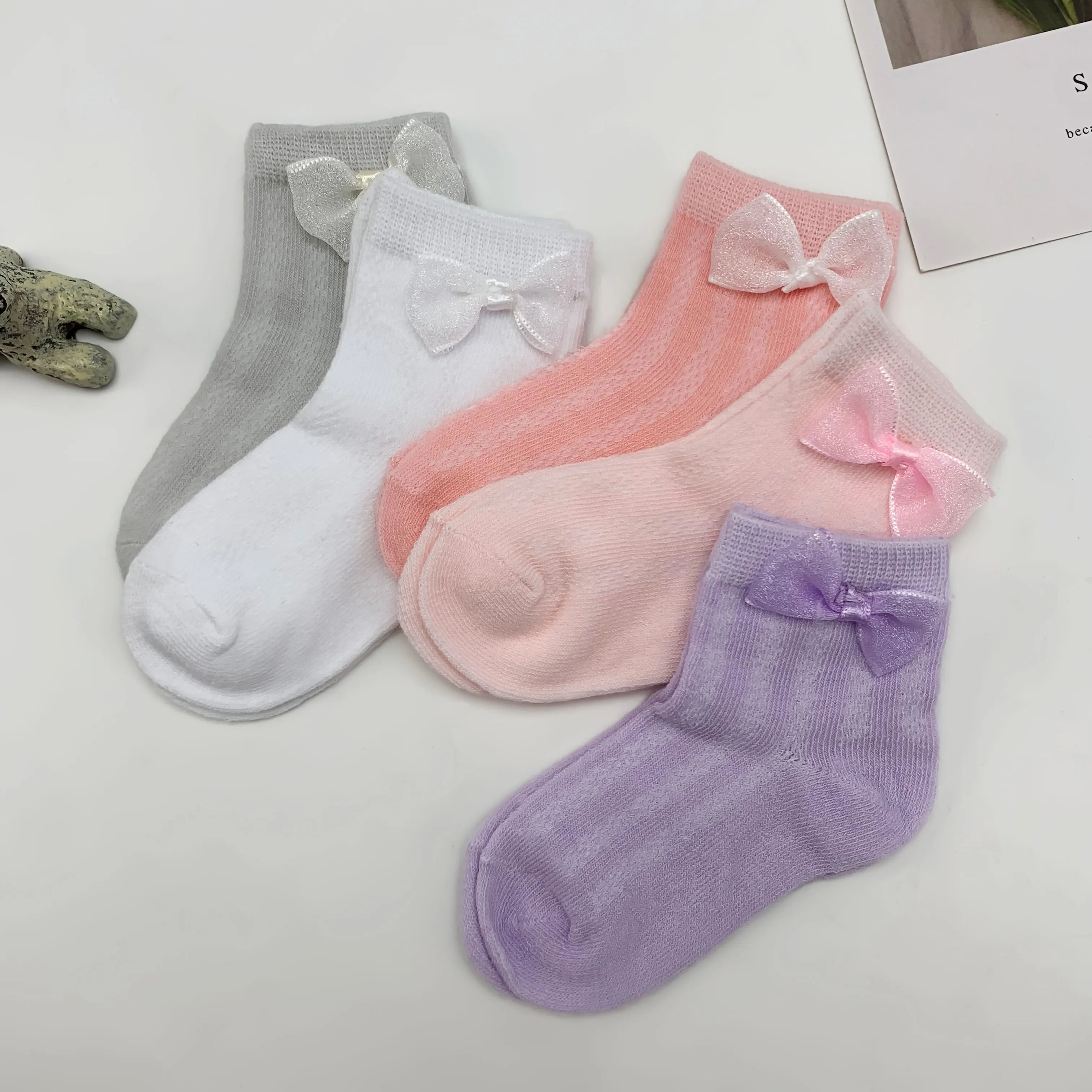 Высококачественные детские носки оптом из чистого хлопка милые Стандартные Детские маленькие носки-пачки с бантом
