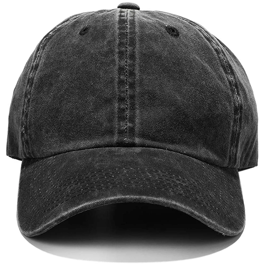 Wholesale Unisex Solid Black Color Lank Cotton Hat 6 Panel Dad Hat Direct Manufacturer Vintage Washed Cap Hat