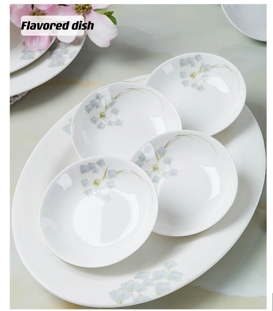 Jingdezhen Bone Porcelain 56Pcs Gray Overglaze Custom Logo Bowl Plate Ceramic Porcelain dinner Tableware Set