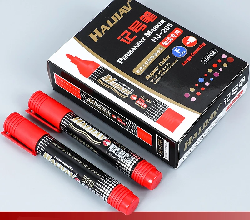 permanent plastic large capacity no fading waterproof black red blue logistic marking pen for cartons