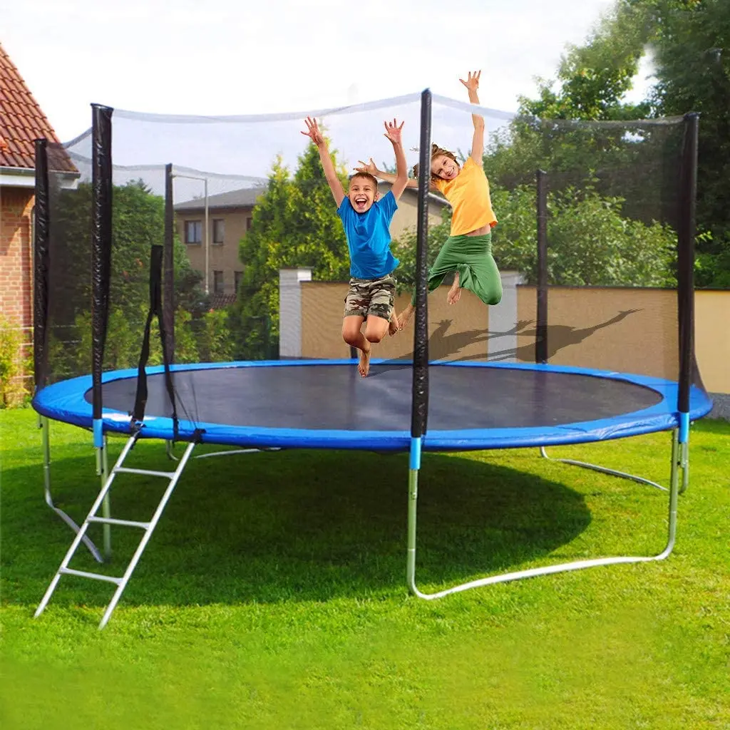 
16 FT big commercial outdoor round children kids park jumping rebounder trampoline with enclosure net basketball hoop 